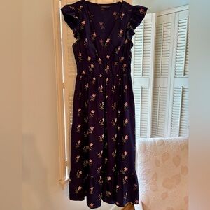 Vineyard Vines Navy Dress with Lavender Flowers, Sz S